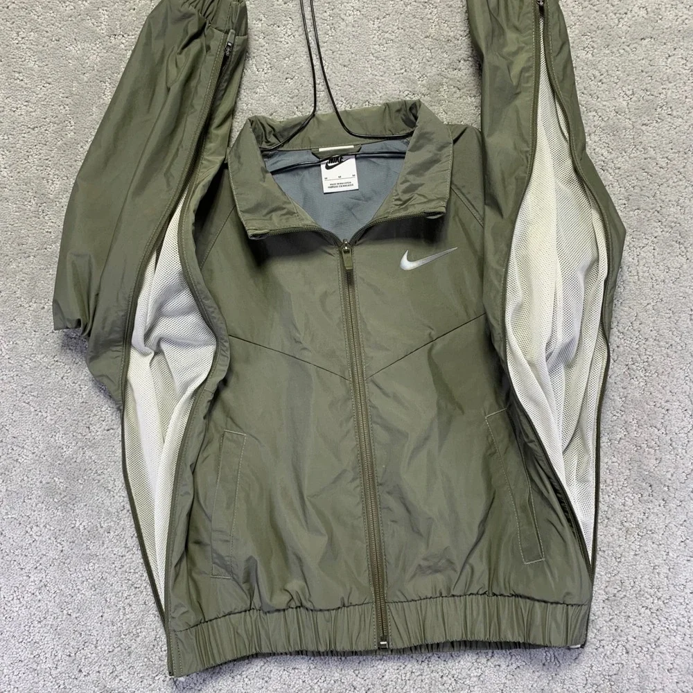 Nike Sample Jacket‎ Size Youth Medium Green Bomber Windbreaker Zip Up Swoosh